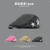 Berets japonais rétro Sweet Cool Rose Stars Old Forward Hat Femed Y2K Street British Style Student Beret Cap