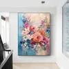 Abstract Pink Flower Oil Painting su tela arte da parete grande 100% arte floreale testurizzata a mano pittura personalizzata decorazione del soggiorno minimalista