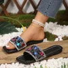 Slippers Summer Femmes Crystal Chaussures plates à bout ouvert pour la mode Fashion Luxur