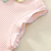 Rompères née bébé fille vêtements d'été fleur à nette couler sans manche roberie de couleur solide body body toddler combinaison