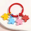 Keychains Lanyards Cute Enamel Keychain Colorful Jigsaw Puzzle Key Ring Funny Chains For Women Men Handbag Pendant Accessorie DIY Jewelry Gifts Q240403