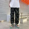 Calças de trabalho de camuflagem para homens, verão fino fino insere a marca da moda americana high street hiphop hiphop pernas retas pernas leggings