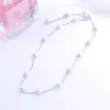 Colliers Pekurr 925 SERRING Silver 15 pièces 6,4 mm Collier de perle blanc rond pour femmes Box Chain Choker Fine bijoux Cadeau