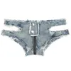 Jeans féminins sexy femmes shorts denim pantalon basse taise de taille de nuit robes femme maigre derrière la fermeture éclair