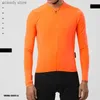 T-shirts voor heren 2024 Fel oranje pro aero 2 poetsen thermisch fece cycling jersey lange seve winter met ajecten manchet mannen vrouwen H240407