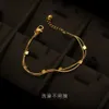 Koreańska lekka bransoletka Kobieta prosta tytanowa stal Golden Square podwójnie warstwowy łańcuch kości węża, unikalne wzornictwo Instagram