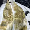 Écharpes 2024 dames longues en soie écharpe châle marque de mode jaune design vert pur en mousseline de mousseline d'été cape