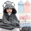 Filtar 2 Packar Baby Animal Swaddling Filt Bath Handel Badrob Polyester Fiber Material Absorberande Lätt att torrt badrum supplor