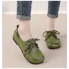 Casual schoenen Vintage Plain Oxfords Dames echte lederen flats dames veter mocassins vrouw ballet driving loafers ouderen