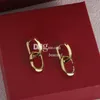 New 18K Gold Earring Dangler Drop Studs Retro Golden Copper Earrings Studs With Stamps Birthday Christmas Gift