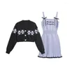 Vestidos de trabalho Sweet Harajuku Style Suspender Knit