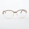 Best-selling high-quality natural ox angle round glasses, fashion high-end atmospheric diamond frame 1116728-A Size: 60-118-140mm