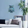 Sculptures Blue Owl Metal Wall Art, Hanging Animal Sculpture, Statue of Garden, Living Room, Gift