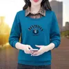 Women's Hoodies Spring And Autumn Pullover Polo Letter Print Solid Button Plaid Panel Long Sleeve Fashion Elegant Casual Tops