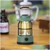 Portable Lanterns Classical Cam Light Usb C Rechargeable Cob Double Row Led 250Lm Stepless Dimming Ipx4 Outdoor Lighting With Hook Dro Dhrkb