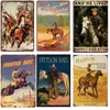 Classici cowboys in metallo di stagno segnali vintage occidentali cowboys cavalcano cavalli poster in metallo arredamento artistico mura