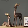 Kunsthandwerk kreatives Harz Crafts Paar von Hirsch Retro Livin Room Desktop Origination Statue Lucky Animal Modern Home Accessoires IFTL2447