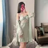 Accueil Vêtements Sexy Chemise Night Dress Lace Hollow Out Nightgown Nightyrobe SetWear Women Silk Satin Habdresar Spring Bathrobe