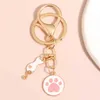 Keychains Lanyards süße Emaille Tierschlüsselketten Herzkatze Key Ring Footprint Ketten Freundschaft Geschenke für Paarliebhaber DIY Handmade Schmuck Q240403