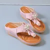 Slippers 2024 Ladies Retro Summer Beaded Pearl Buckle Flowers Decorative Fashion Women's Shoes Wedge Beach