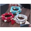 Bracelets de charme Bohemian 3pcs Set Perles de pendentif à gland pour femmes Bracelet pour femmes de bijoux en perles simat