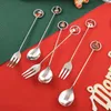 Gorks Elegant Mirror-liknande Finish Cutrow Set Stainless Steel Fork Spoon Festlig snögubbe Design för te