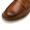 Sıradan Ayakkabı Vintage Erkekler Orijinal Deri Loafers Nefes Alabilir El Yapımı İş Erkekler Yuvarlak Toe Platform Slip