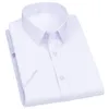 Vestido para hombre Camisa de seda de hielo de manga corta Camisa azul blanca para hombres camisas de fiesta de bodas de marca social de calidad 240329