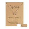 Colliers pendants 12 Constellation Zodiac Collier Horoscope Signe Zircon Star Galaxy Libra Astrologie Femmes Don avec carte de vente