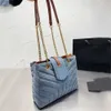 Çanta Tasarımcı Çanta Tote Totes Kadın Kot Vintage Stripe Tasarımcı Çantalar Klasik Crossbody Women Luxurys Omuz Deri Çanta Çantaları 221128