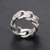 VVS de ouro branco Sterling Silver Luxury Hip Hop Missanite Ring para caras