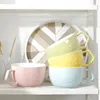 Macaron Color Ceramic Big Mug 1000ml Bowl with Lid Student Lunch Box Office Microwave Oven Available Cups Coffee Milk Breakfast 240407