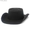 Larges chapeaux à bord Bodet Str Hat Mens Fedora rétro trilby jazz denim Sunhat Brim Brim Chapeau Blower Round Top YQ240407