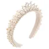 Clips de cheveux Niche Light Luxury Bridal Band pour femelle Couronne de princesse en perle blanche haut de gamme coréenne avec accessoires à tête haute