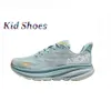 Hokah Kid One Clifton 9 Running Shoes Running Sneakers Hokahs feminino triplo Cyclamen Branco Branco Doce LilaC LilaC