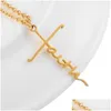 Collares colgantes Collar de acero inoxidable Carta de fe de fe de alta calidad Joya de entrega de gotas Joyas Pendientes Dhmz6