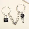 Keychains Lanyards Lycka till Emalj Keychain Key and Lock Heart Ring Magnetic Snap Chains For Par Lovers DIY Handgjorda smycken gåvor Q240403