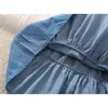 Girls Denim Skirts Summer Patchwork Kids Cotton Cake Skirts Ruffles Pleated A-Line Midi Skirts for Girls 240329