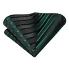 Coules de cou Black Green Striped Silk Tie pour hommes Accessoires de mariage Colliers pour hommes Poches carrées