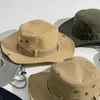 Wide Brim Hats Bucket Summer Fishing Hat Outdoor Bennie Western Cowboy Sunset Mountain Jungle Mens and Womens Sunscreen Q240403