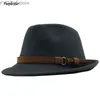 Wide Brim Hats Bucket Leisure Felt Hat Womens Elegant Fedoras Gangster Trilby Homburg Church Adjustable Woz Jazz YQ240407