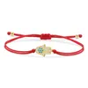 Bracelets de charme Whiteblue Cz Stones Gold-plaqué en laiton Hamsa Hand of Fatima Bracelet Femmes Red Purple Green String Bijoux faits à la main Gift