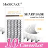 Eyelashes MASSCAKU Natural Eye Volume Pointy Wispy Fans lash Extensions 0.07thickness Premade Eyelashes 100% Handwoven lashes Dark Black