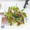 Fleurs décoratives 7 Feuille en plastique de fourche de simulation plante d'usine de disposition des floraux directs accessoires en gros mur vert