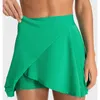 Al-Women's Yoga Tennis kjol Nytt bekväm smickrande snygga sportshorts roliga ruffle trim wrap-stil tenniskjolar med bekväm inre kort dold innerficka
