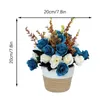 Decorative Flowers Cotton Thread Woven Flower Basket Floral Arrangement Fake Small Bonsai Potted Plants Ornament Wedding Party Home