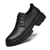 Casual Shoes Outdoor Men Thick Soled Anti-slip Wearable Leather Oxford Fashion Lace Up Work Sneakers Daily