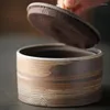 Бутылки для хранения японская чайная банка ретро -керамика свободные банки организатора большая коробка кофейных зерен с крышкой кухонной контейнер