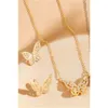 Collier de papillon creux de zircone complet de luxe avec boucles d'oreilles papillon