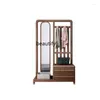 Penners Style Chinois Mabillement en bois massif et porte-chapeau avec plancher miroir pleine longueur Léger Luxury Entrance Couple Rangement